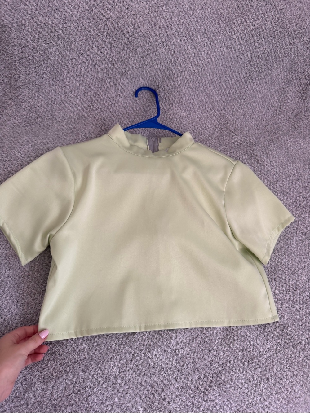 Women's Crop Top with Mock Neck in Pale Green